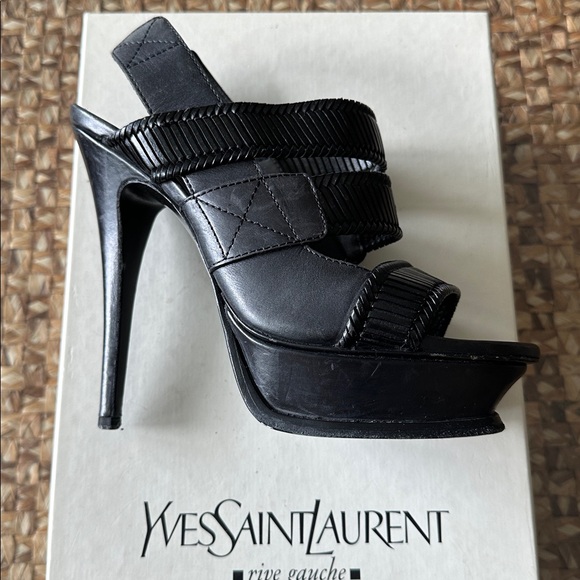 Yves Saint Laurent Shoes - Yves Saint Laurent Black Strappy platform Heels
